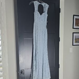 Lulu's Light Blue Backless Lace Dress
